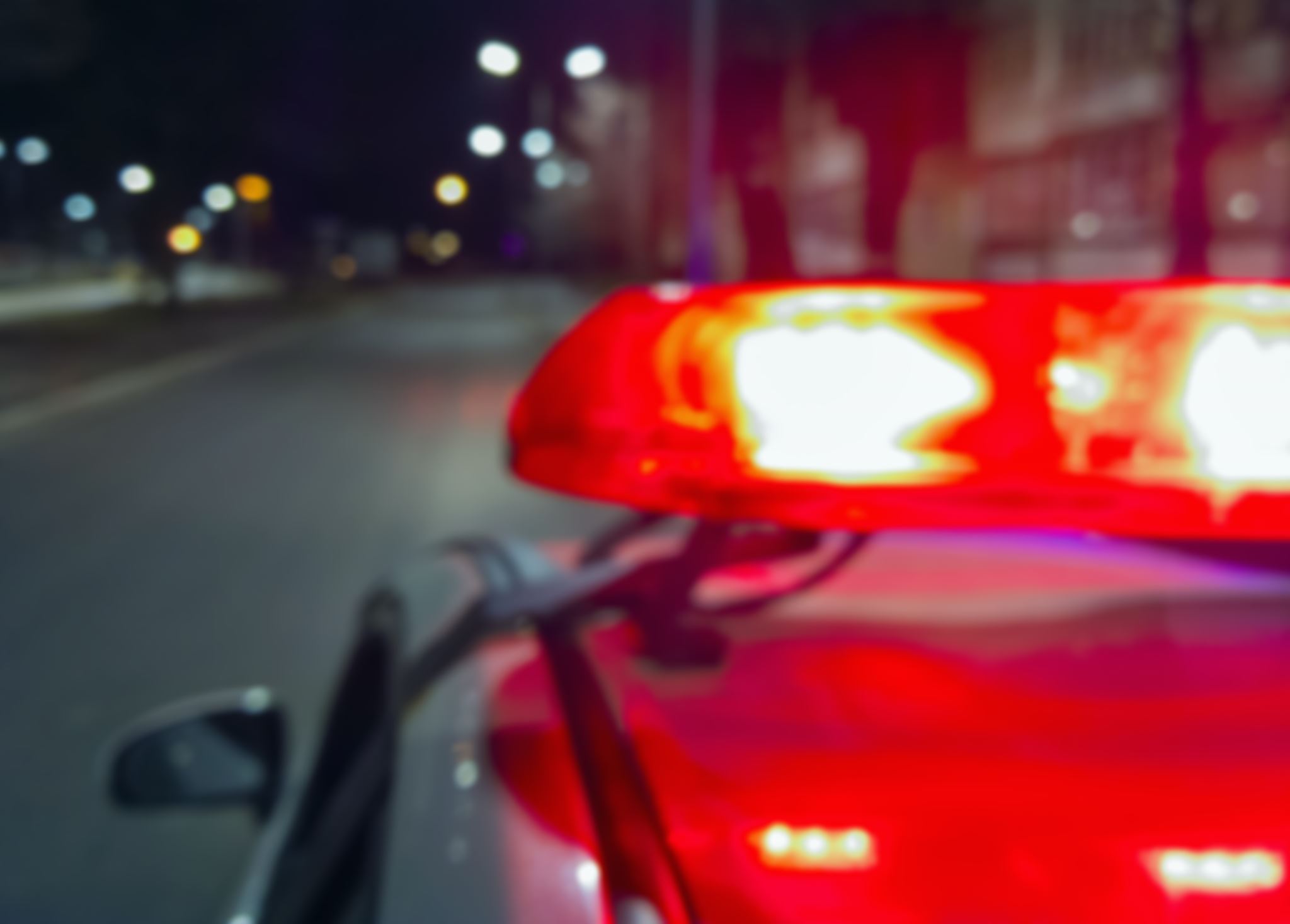 Police-car-red-lights-in-night-time